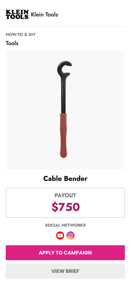 Payout Card - Cable Bender