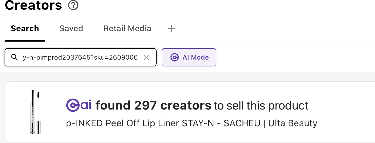 Cai search from a product URL