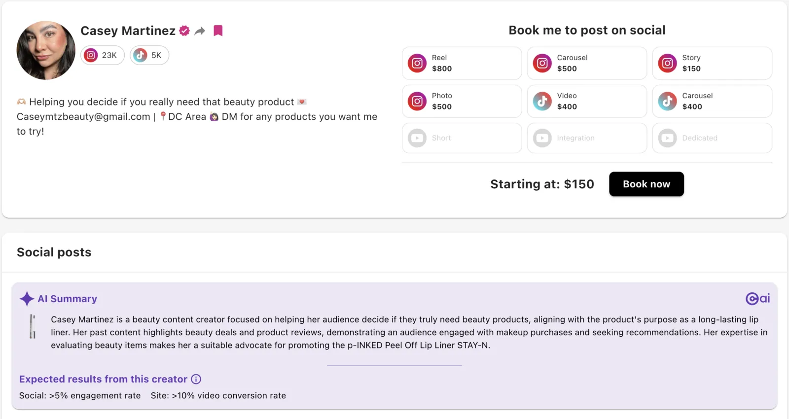 Predictive performance before you book