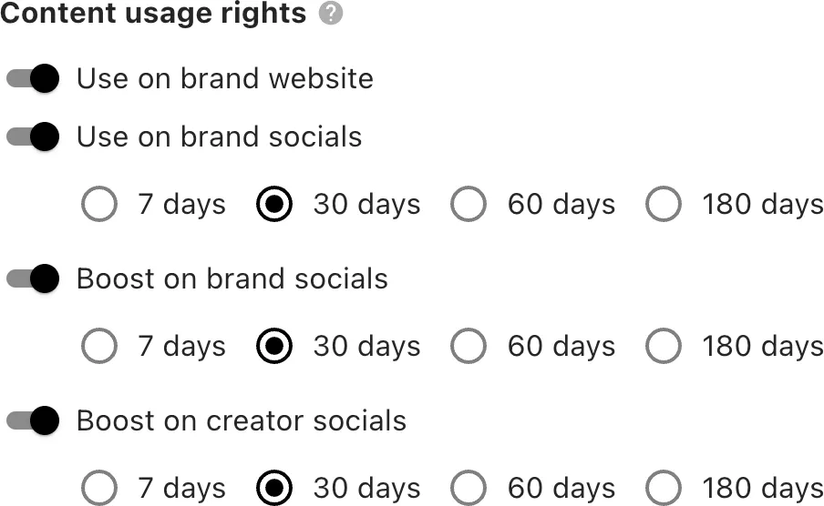 Usage rights and contracting attached to a booking
