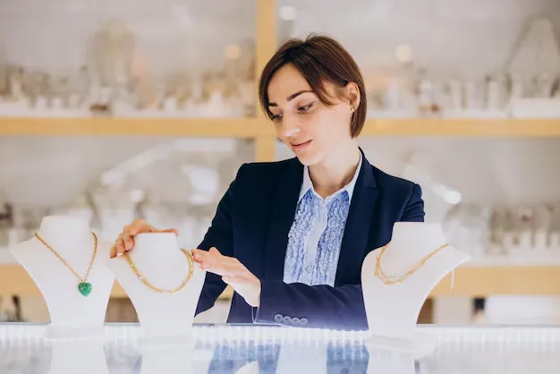 Associate styling necklaces on displays