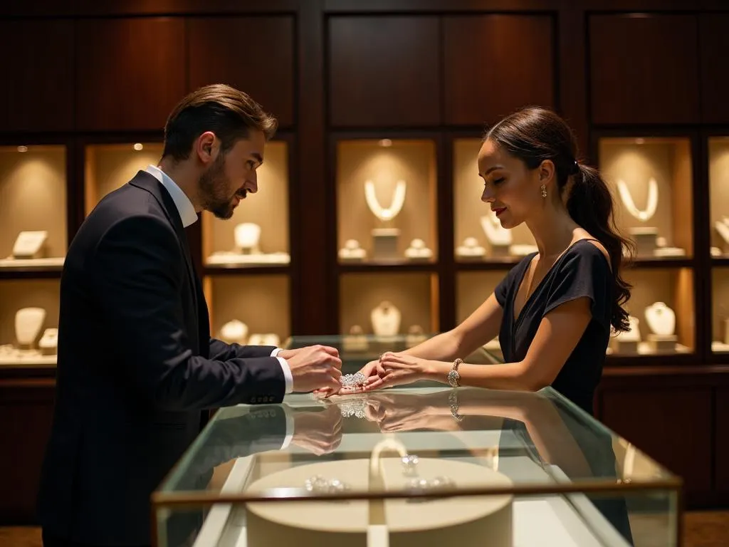 Associate presenting a piece across the counter