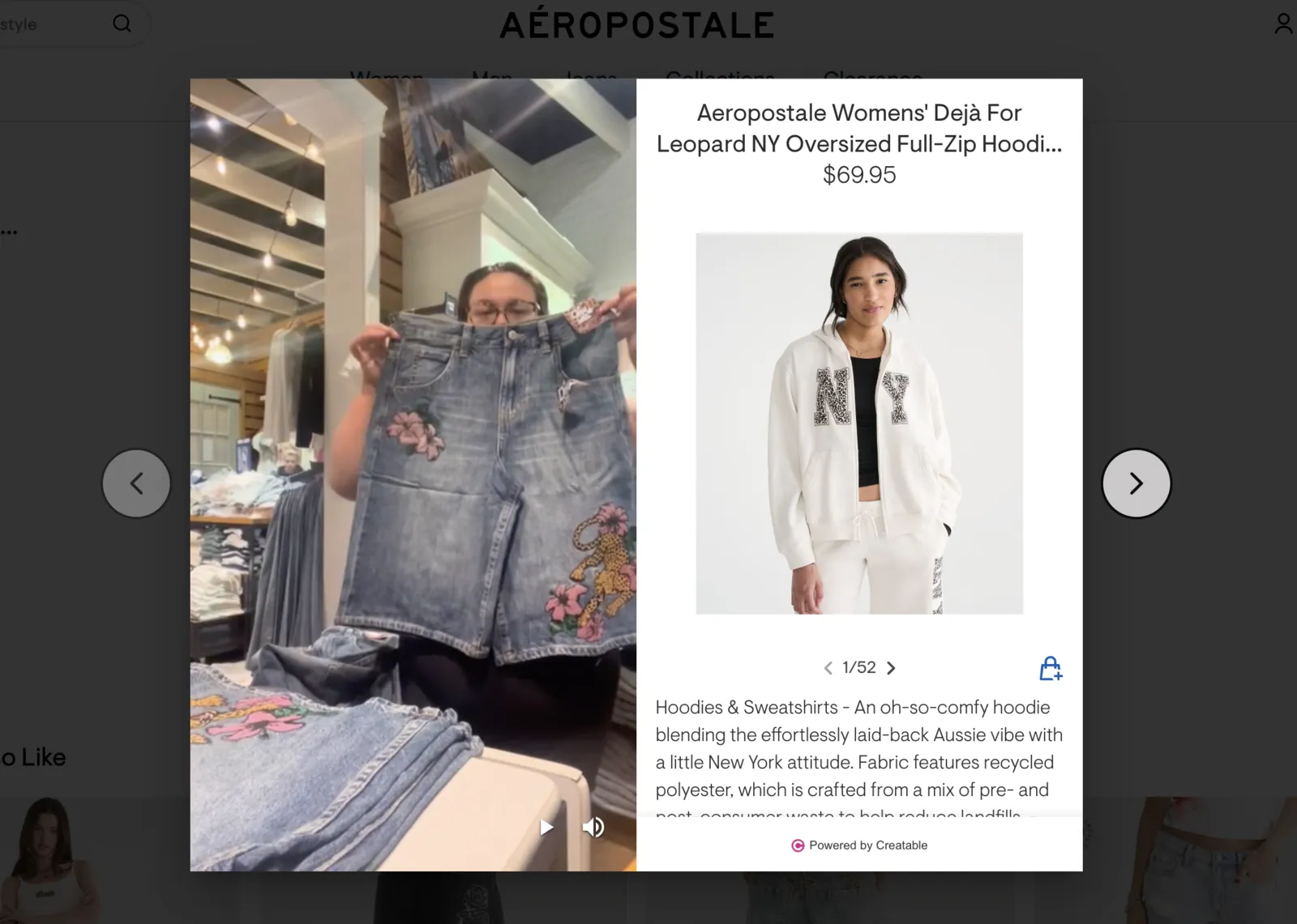 Shoppable video carousel live on a brand PDP