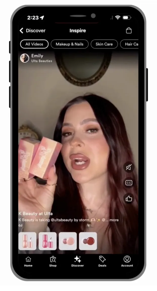 Sponsored video unit with shoppable overlay