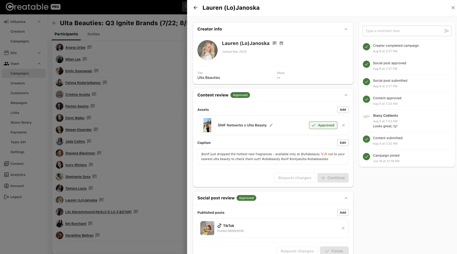 Marketing calendar with campaign milestones